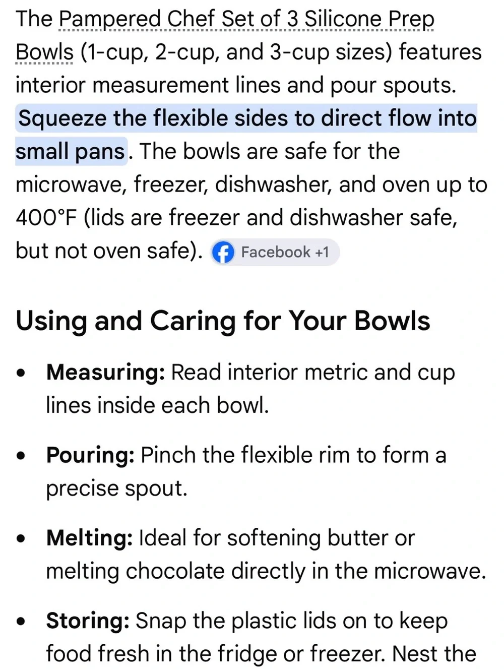 Like New The Pampered Chef Set of 3 Silicone Prep Measuring Bowls with Lids
